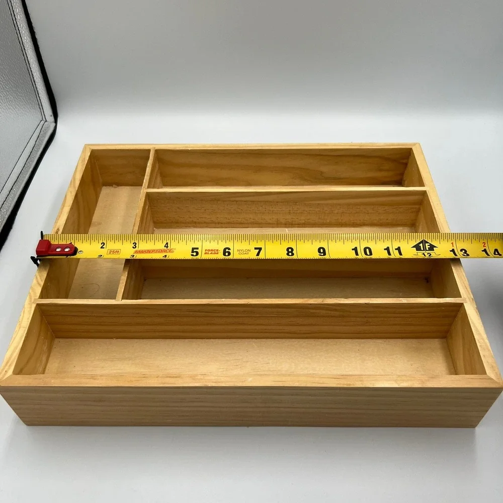 Wooden Silverware Organizer Unisex OS Natural Very Good 5-Compartment